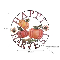 Décoration Murale En Forme De Roue De Citrouille De 24 Po Happy Harvest