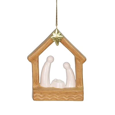 Holiday Time PL 4.5 in Warm Wishes Ceramic Nativity Ornament Home Decor, HOLIDAY TIME PL WW NATIVITY ORNAMENT