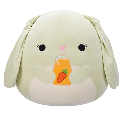 Peluche Squishmallows de Pâques 16" - Hara le lapin vert avec du jus de carotte