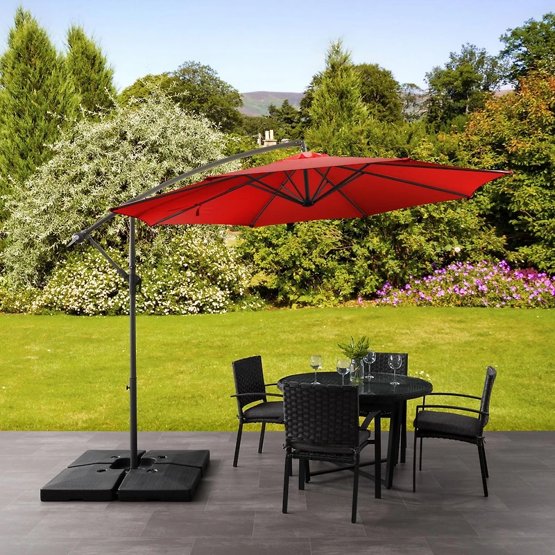 Parasol de terrasse inclinable en porte-à-faux CorLiving de 9,5 pieds avec cadre en acier