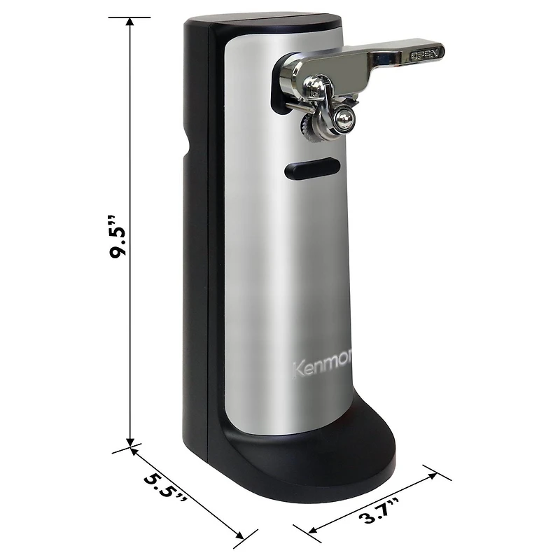 Kenmore Ouvre-boîte électrique 3 en 1, aiguiseur de couteaux et ouvre-bouteille, une touche avec arrêt automatique, mains libres.