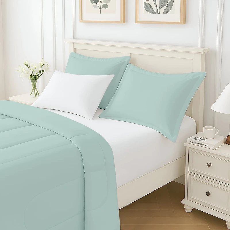 Beddora Ensemble de Couette Ultra-Douce 3 Pcs, Toutes Saisons, Sans Plis, Microfibre Légère, Hypoallergénique – Grand Gris Portuaire