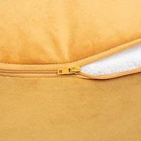 Pouf Belgique Moutarde Velours – Coussin de sol, pouf en polystyrène doux, accessoire durable et léger pour salon ou bureau