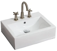 American Imaginations -in. W Above Counter White Bathroom Vessel Sink Set For 3H8-in. Center Faucet AI