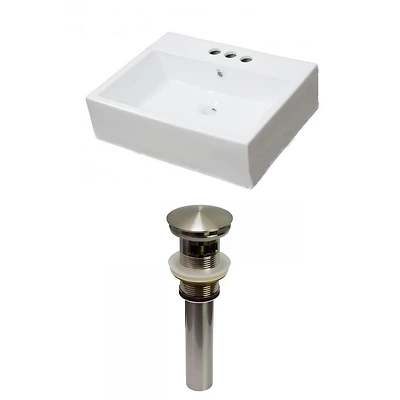 American Imaginations AI-31107 21 pouces Vaisselle blanche de mur de W pour 3H4-in. Centre de forage