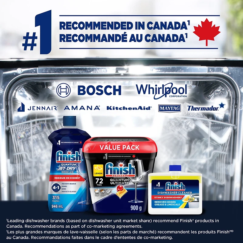Finish® Quantum Ultimate® Lemon Dishwasher Detergent Pods, No pre sinse needed, For Deep clean & sparkling shine, 72 Tabs