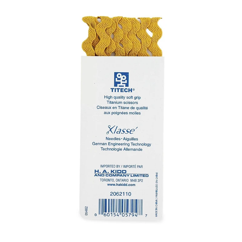 UNIQUE Medium Rick Rack Trim — 6 mm × 2.3 m, Gold/Yellow Polyester, 6 mm x 2.3 m