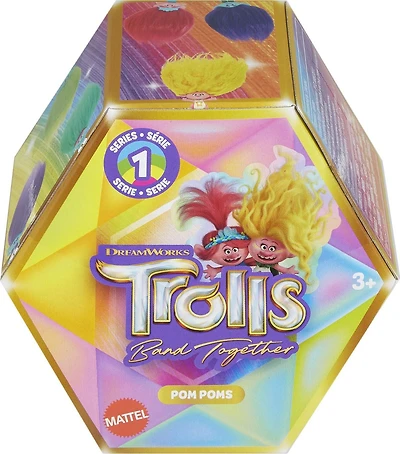 DreamWorks Trolls Band Together Rainbow Pom Poms Keychains with Surprise Mini Doll, Rainbow Series 1