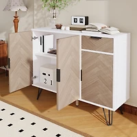 Noble House Modern Storage Cabinet, Sideboard in Finish with Drawer,Adjustable Shelves,White