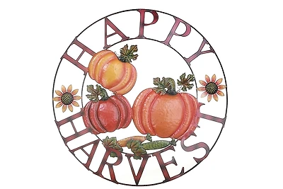 Décoration Murale En Forme De Roue De Citrouille De 24 Po Happy Harvest