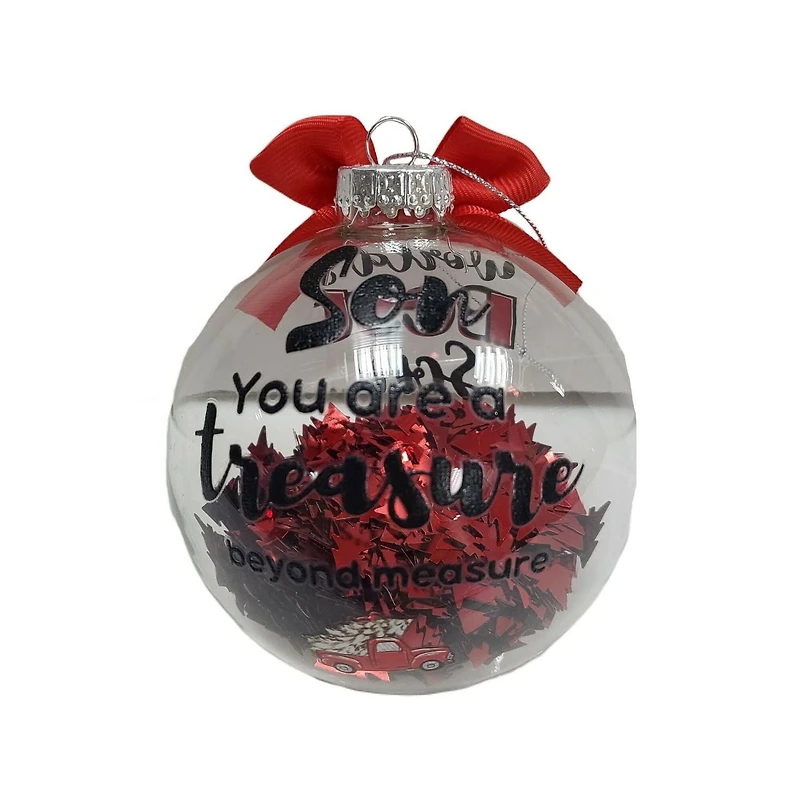 "World's Best Son" Transparent Tree Filled Collectible Glass Ball Ornament, 4 in, by Holiday Time