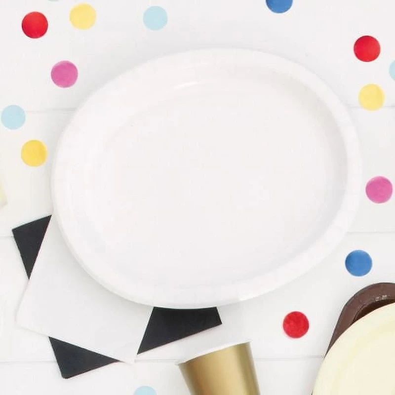 Assiettes plates rondes blanches de 9 po, 20 ct 8,625" /21,9 cm