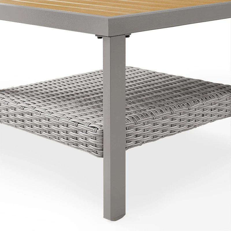 Songmics Home Sencillo Collection Patio Side Table, Transitional Style, Steel & Faux Wood and Wicker
