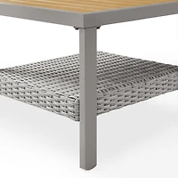 Songmics Home Sencillo Collection Patio Side Table, Transitional Style, Steel & Faux Wood and Wicker
