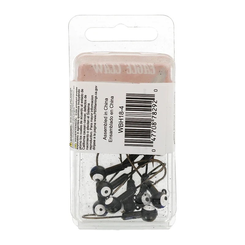 Tête de gabarit à bille Eagle Claw WBH14-3, 1/4 oz, 10 pk, CHARTREUSE Têtes peintes et hameçons propres