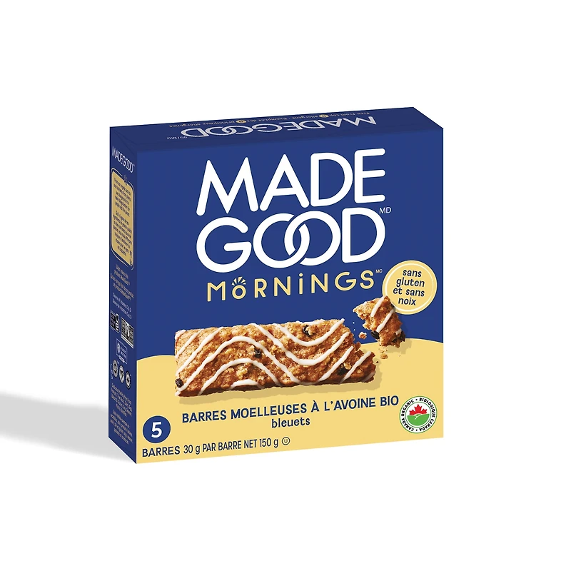 MadeGood Mornings Blueberry Soft Baked Oat Bars 5pk, 5 x 30 g