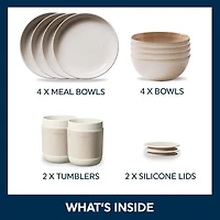 Service de vaisselle 12 pièces en grès Corelle®, flocons d'avoine