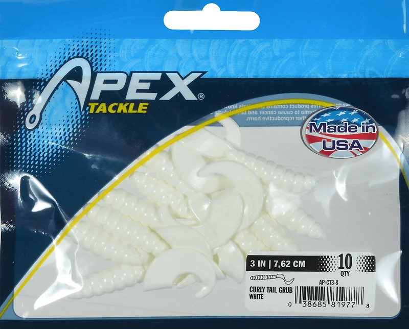 Apex AP-CT3-8 Curly Tail 3" White