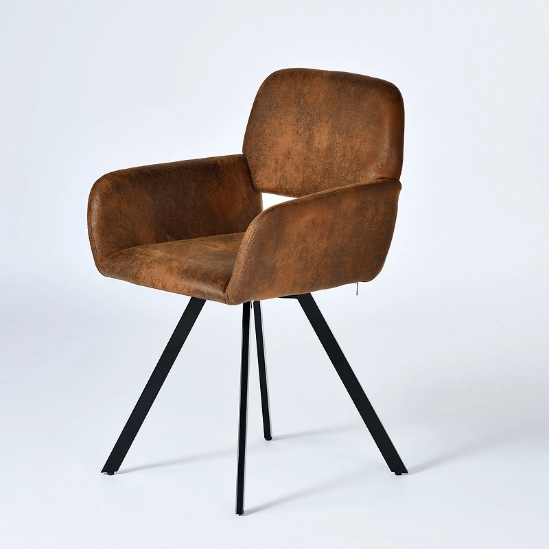 Ensemble de 2 chaises de salle à manger pivotantes Homy Casa, siège rembourré et dossier ergonomique, imitation daim brun