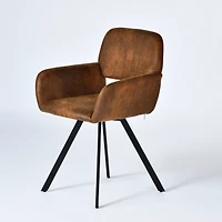 Ensemble de 2 chaises de salle à manger pivotantes Homy Casa, siège rembourré et dossier ergonomique, imitation daim brun