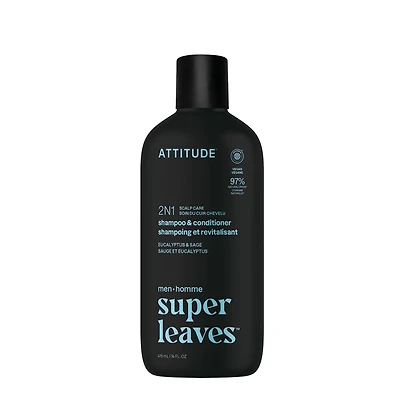 ATTITUDE super leaves, 2-in-1 Shampoo & Conditioner Scalp care, Eucalyptus & Sage, 414 mL