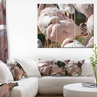 Design Art Pat De Flamants Roses Se Bouchent Art Sur Toile
