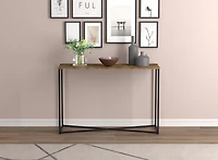 Safdie & Co. Table Console 44L Bois Brun Récupéré Metal Noir X
