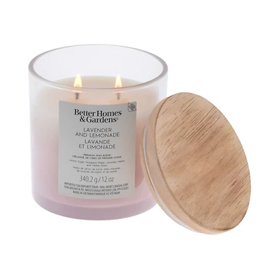 Bougie parfumée en pot ombré à 2 mèches à la cire de paraffine 12 oz Better Homes & Gardens, Lavande et limonade Mélange de cire de paraffine
