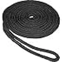 1/2" X 15' Premium Double Braid Dock Line, Black, 100% Nylon