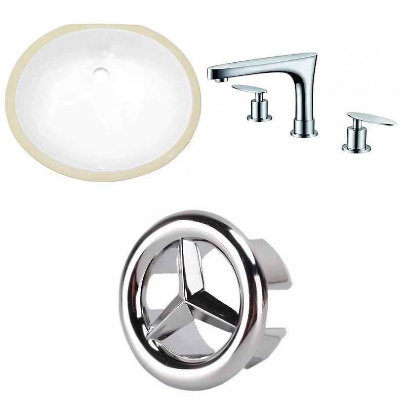 American Imaginations 19.5-in. W CUPC Oval Bathroom Undermount Sink Set In White - Chrome Hardware AI-26829