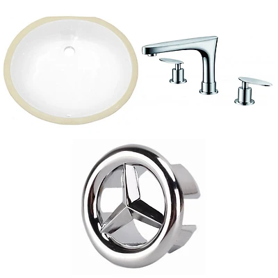 American Imaginations 19.5-in. W CUPC Oval Bathroom Undermount Sink Set In White - Chrome Hardware AI-26829