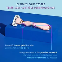 Hydro Silk Rose Gold Metal Handle Women's Razor and 2 Refills, 1 Razor 2 Refills