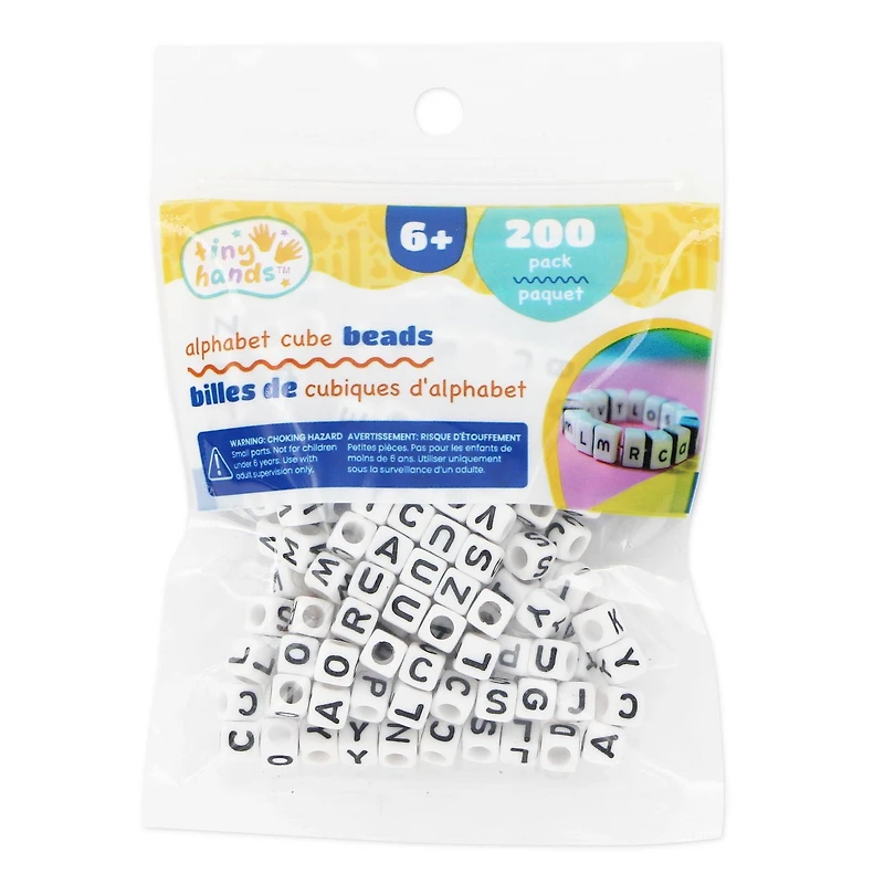 TINY HANDS Perles d'alphabet cubiques, transparentes, 200 mcx, 6 mm (0,3 po), 6 ans et plus, enfants, artisanat BEAD ALP SQ 6MM200PC
