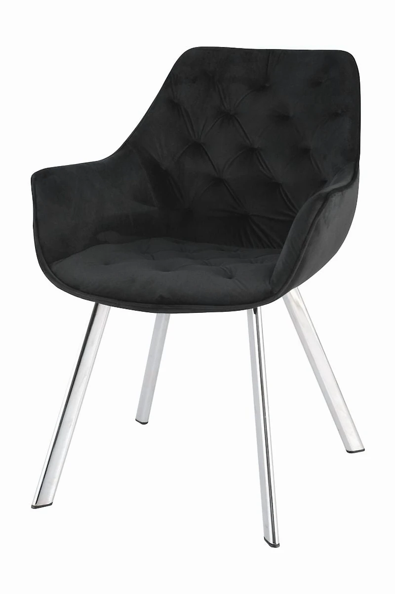 Topline Home Furnishings Chaise à accoudoirs de salle à manger en velours et chrome