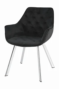 Topline Home Furnishings Chaise à accoudoirs de salle à manger en velours et chrome