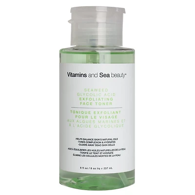 Vitamins and Sea beauty Tonique Exfoliant Pour Le Visage Aux Algues Marines et À L'Acide Glycolique 237 mL, Algues Marines et À L'Acide Glycolique