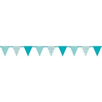 Teal Dots & Stripes Paper Flag Banner, 12 ft