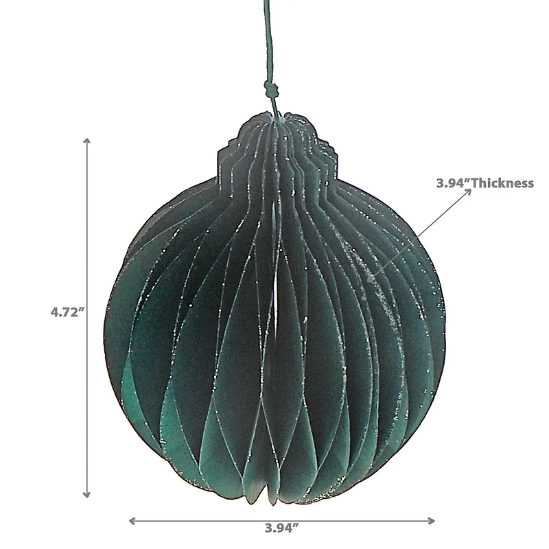 Ornement Boule Pliante En Papier 4,72" Vert - Ensemble De 12