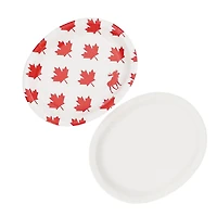 Façon de célébrer! Assiettes En Carton Feuille d'érable rouge ovale et orignal de la Fête du Canada, 10.4" x 12.2" ,8 ct