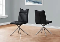 Monarch Specialties Chaise, Lot De 2, Côté, Rembourré, Cuisine, Salle À Manger, Pu D'aspect Cuir, Métal, Noir, Chrome, Contemporain, Moderne