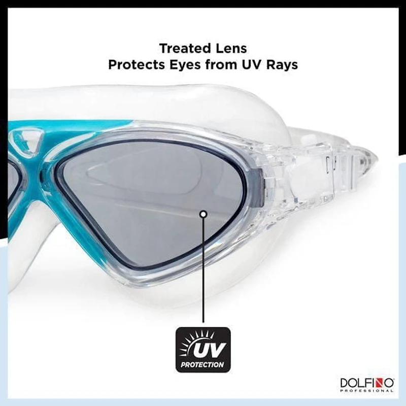 Dolfino Pro Axis Adult Watersport Goggle - Turquoise/Silver, Watersport Goggle