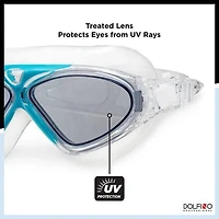 Dolfino Pro Axis Adult Watersport Goggle - Turquoise/Silver, Watersport Goggle