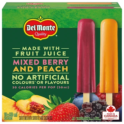 Del Monte Mixed Berry & Peach Ice Pops 10 x 50 ml, 10 x 50 ML