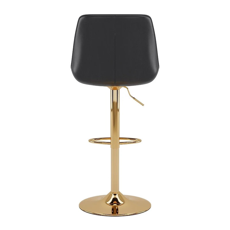 CorLiving Arwen Lot de 2 tabourets de bar d'intérieur en similicuir, rembourrés et réglables en hauteur, base dorée