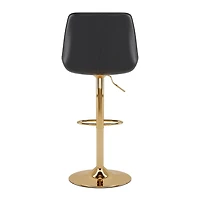 CorLiving Arwen Lot de 2 tabourets de bar d'intérieur en similicuir, rembourrés et réglables en hauteur, base dorée
