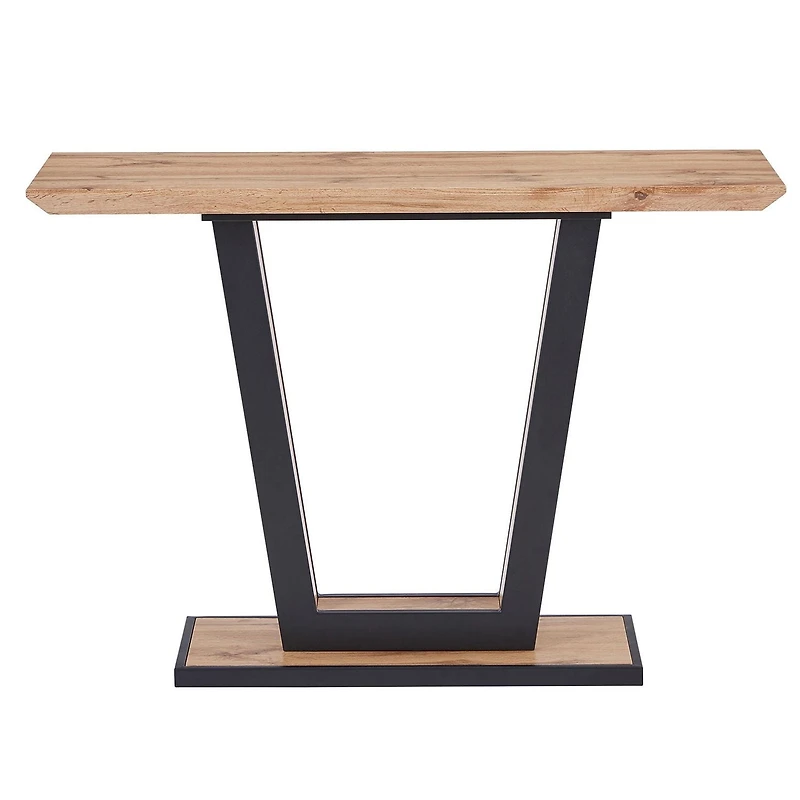 Modern MDF & Metal Console Table - Natural & Black