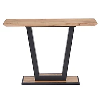 Modern MDF & Metal Console Table - Natural & Black