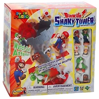 Epoch Games Super Mario explose ! Jeu d'équilibrage Shaky Tower, jeu d'adresse et d'action sur table avec figurines d'action Super Mario à collectionner Jeu Super Mario Shaky Tower