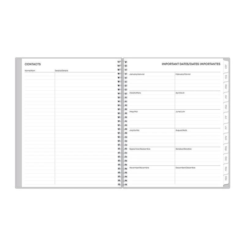 Agenda hebdomadaire/mensuel 2024, 8,5 po x 11 po, Blue Sky, Gris