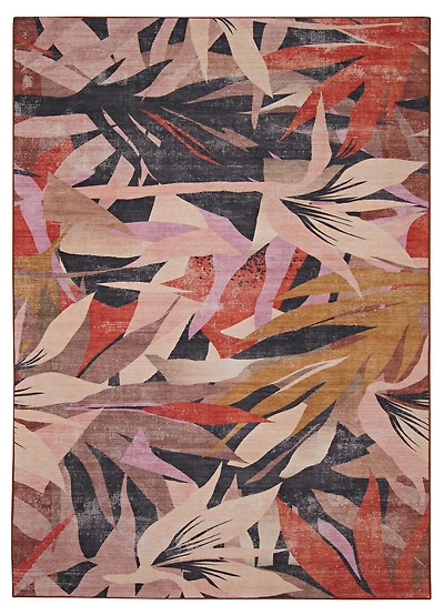 Tapis d'extérieur lavable Seagrove orange & crème 7 pi x 9 pi
